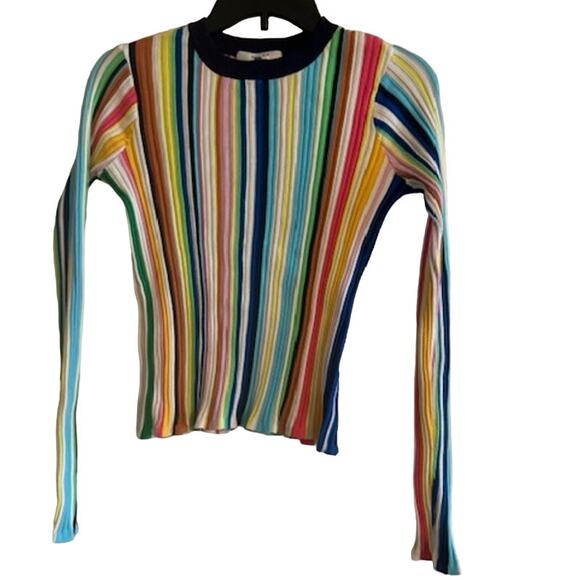 MILLY Vertical Striped Rainbow Pullover S - Picture 3 of 8